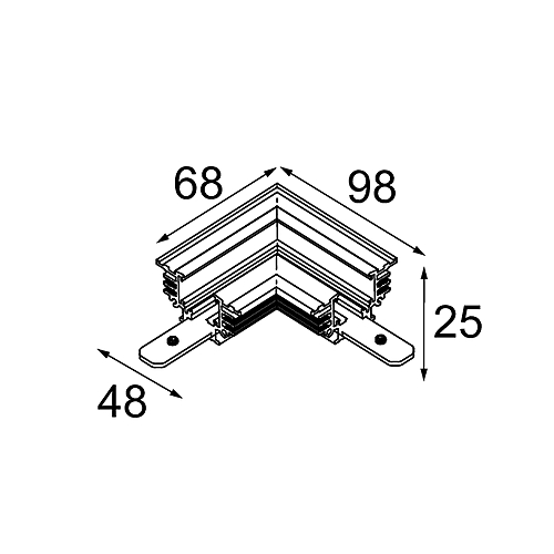 Track 48V Mechanical Recessed Trimless Connection 90°